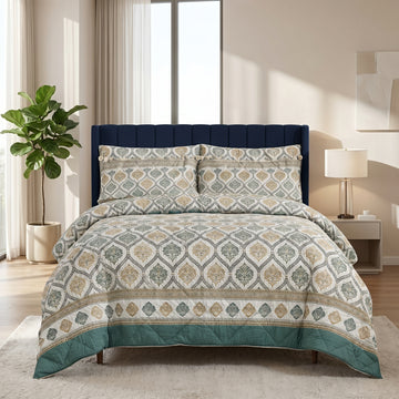 7 Pcs Quilted Comforter Set 402