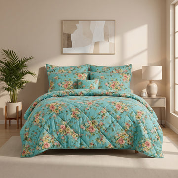 7 Pcs Quilted Comforter Set 408