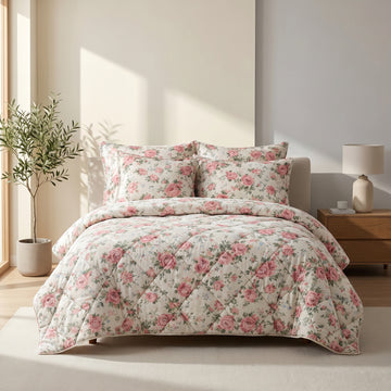 7 Pcs Quilted Comforter Set 414