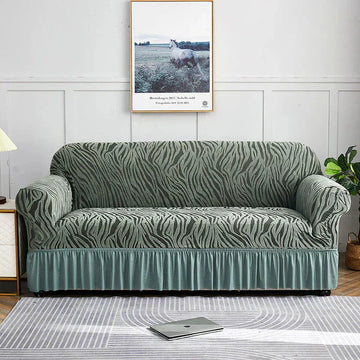 Zebra Velvet Turkish Sofa Cover - Green