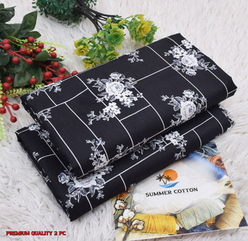Floral Print 2-Piece Unstitched Suit (A338)