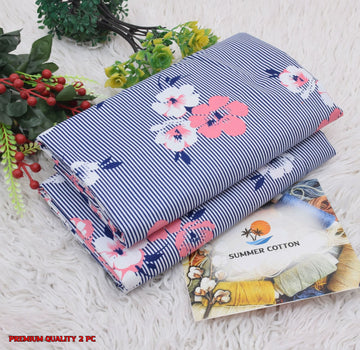 Floral Print 2-Piece Unstitched Suit (A308)