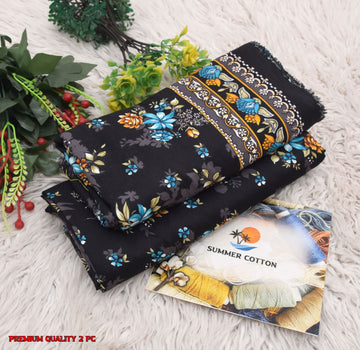 Floral Print 2-Piece Unstitched Suit (A314)