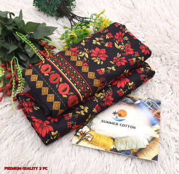Floral Print 2-Piece Unstitched Suit (A313)