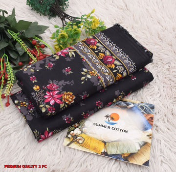 Floral Print 2-Piece Unstitched Suit (A317)