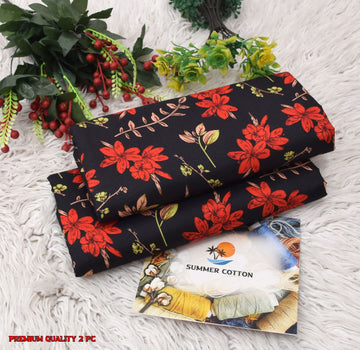 Floral Print 2-Piece Unstitched Suit (A327)