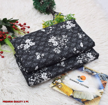 Floral Print 2-Piece Unstitched Suit (A340)