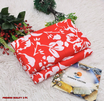 Floral Print 2-Piece Unstitched Suit (A348)