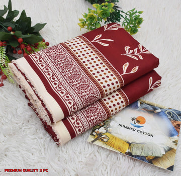 Floral Print 2-Piece Unstitched Suit (A346)