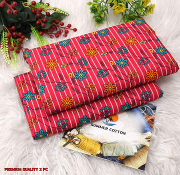 Floral Print 2-Piece Unstitched Suit (A350)