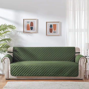 WATERPROOF COTTON QUILTED SOFA COVER - SOFA RUNNERS (Green)